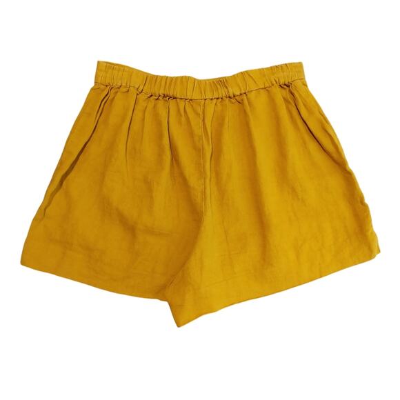 Aritzia Wilfred Linen Shorts Elastic Waist High Rise Lightweight Yellow Womens S - Picture 2 of 7